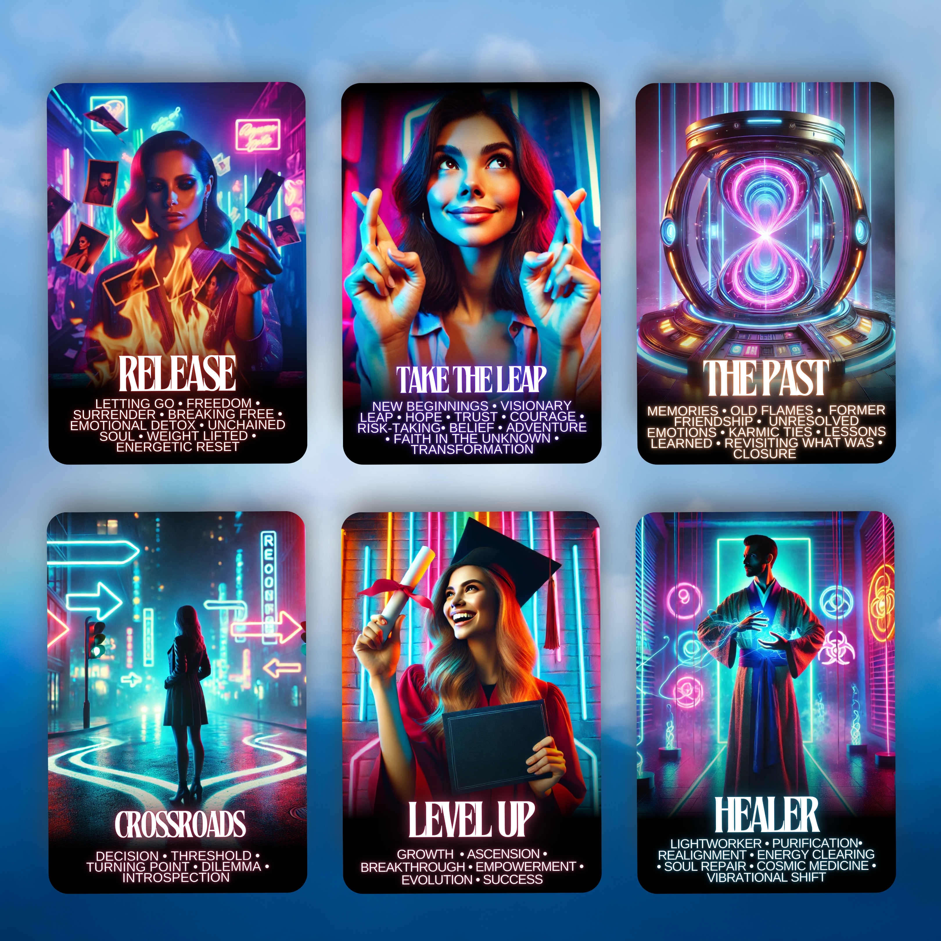 Neon Resonance Spiritual Empowerment & Insight Oracle Deck