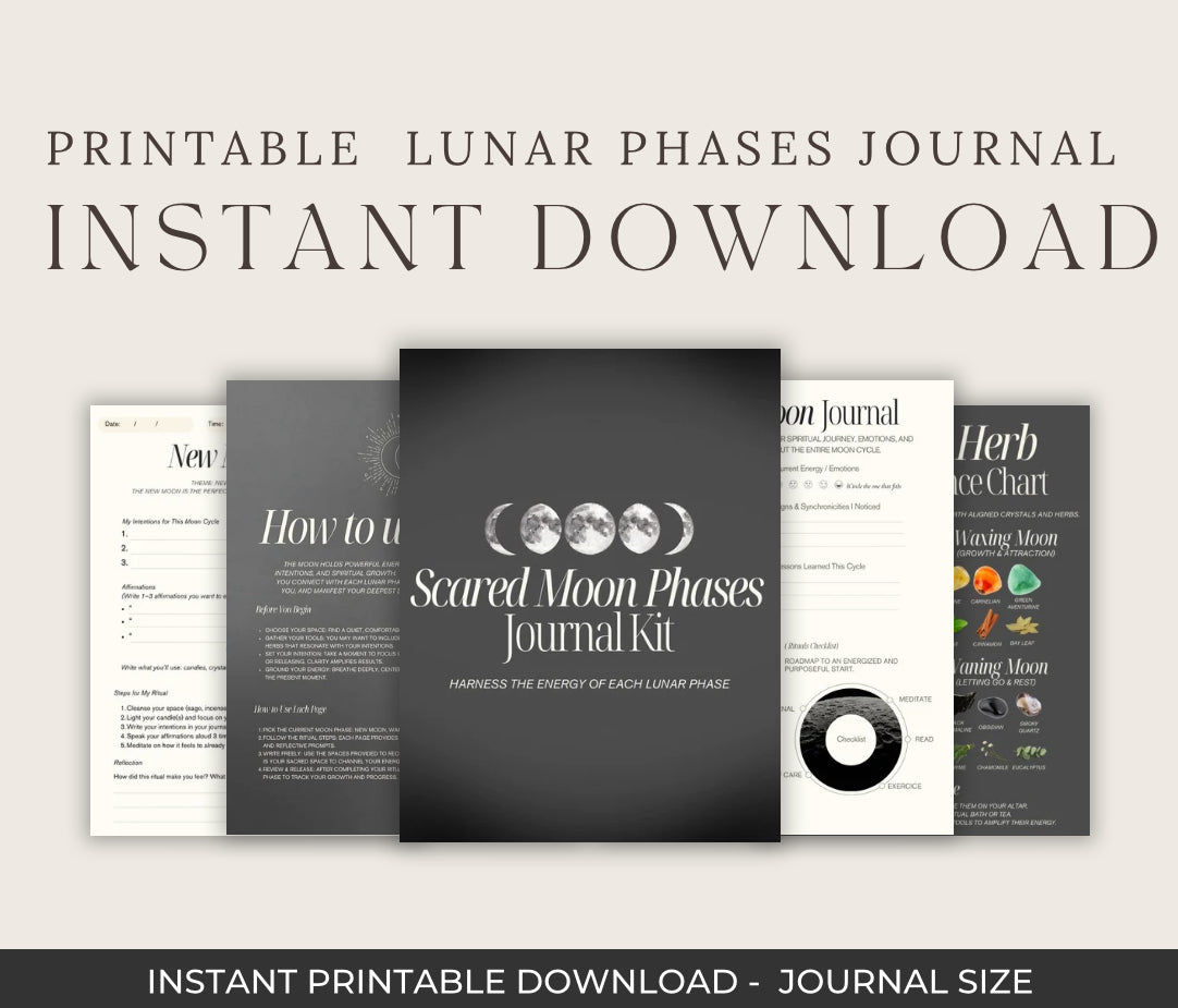 Sacred Moon Phases Journal Kit | Printable Lunar Ritual Templates