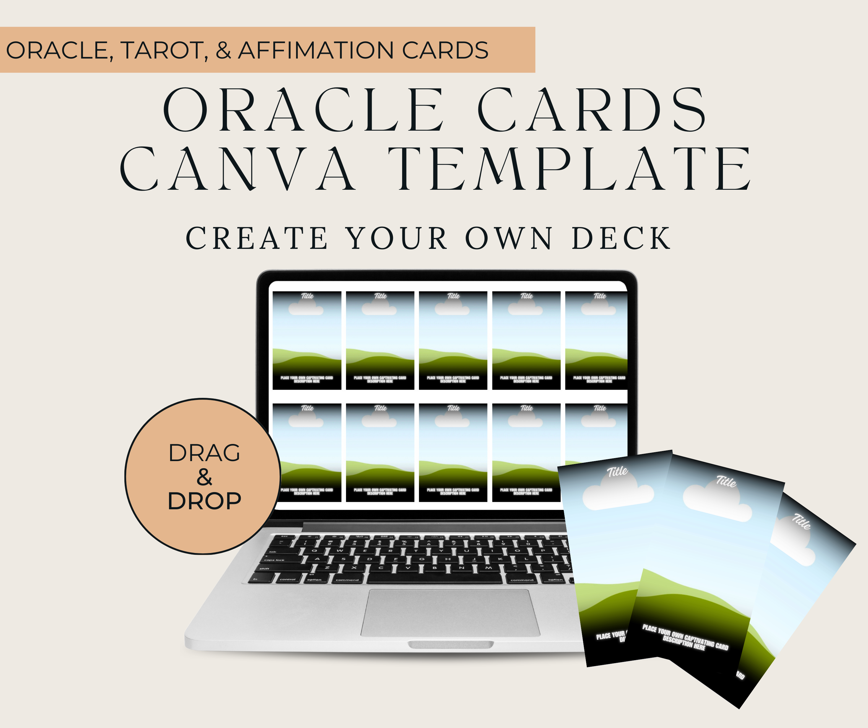 Oracle, Tarot & Affirmation Cards – Canva Template