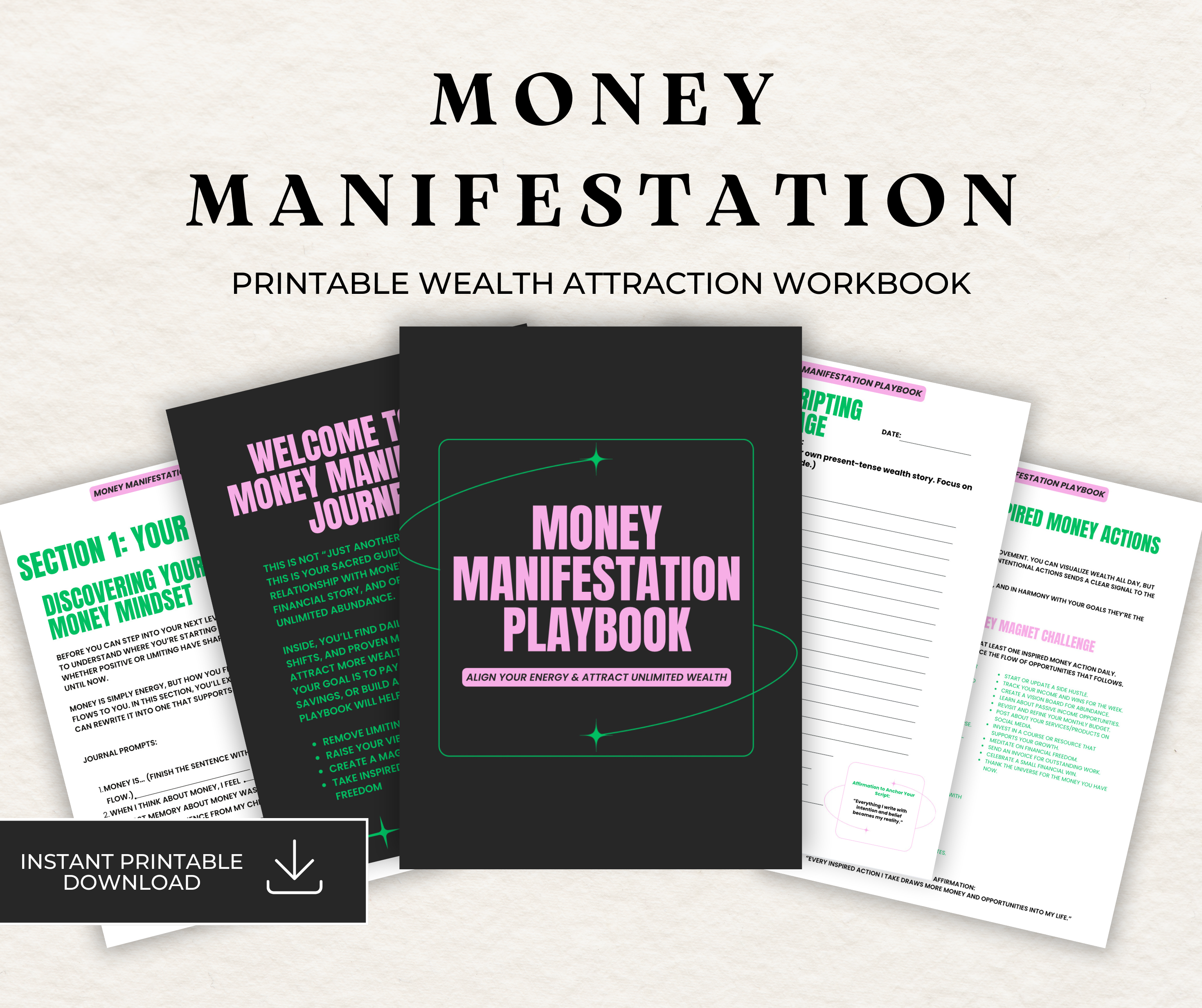 Money Manifestation Playbook – Printable Wealth Attraction Workbook