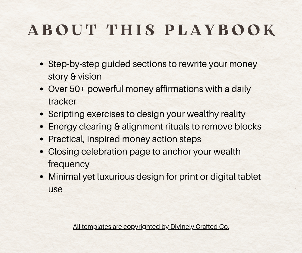 Money Manifestation Playbook – Printable Wealth Attraction Workbook
