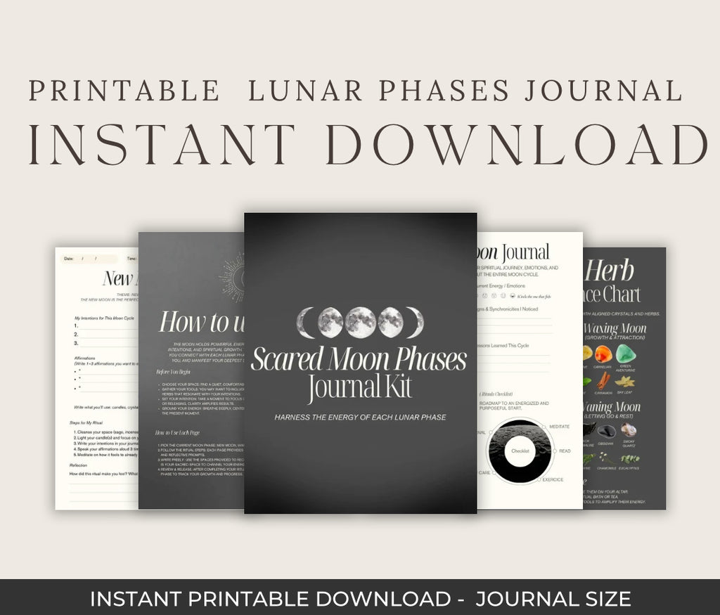 Sacred Moon Phases Journal Kit | Printable Lunar Ritual Templates