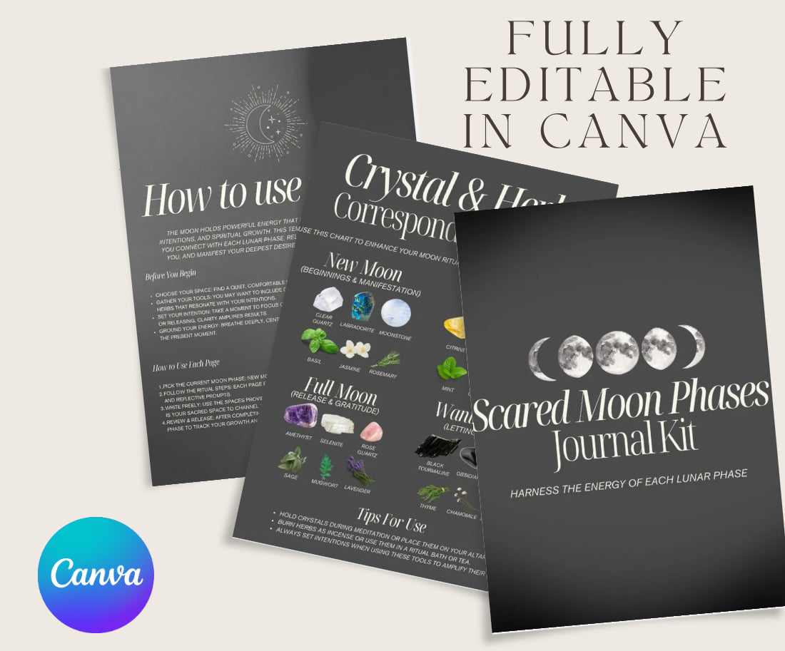 Sacred Moon Phases Journal Kit | Printable Lunar Ritual Templates